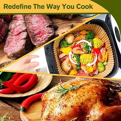 50/100pcs Air Fryer Disposable Liners, Non-Stick Airfryer Baking Papers, Non-stick Parchment Paper for Baking Roasting Microwave