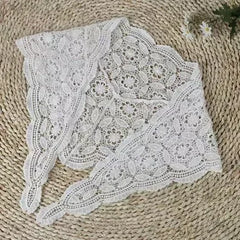 Women Shrugs Lace Hollow Out Female Summer Casual All-match Shawls Simple Scarf-collar Sleeveless Knitted Tops Korean Style Chic