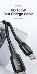 كابل Toocki 100 واط من النوع C إلى USB C بتقنية PD 3.0 للشحن السريع 4.0 من النوع C إلى النوع C لأجهزة iPhone 15 وMacbook وSamsung وXiaomi