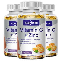 Alxfresh Vitamin C with Zinc for Hair Skin Nails and Brain Heart Health Supports Cellular Level Defense Immune System Booster