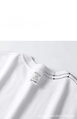 Beige 300g Heavyweight Cotton Short Sleeved T-shirt Summer Round Neck Loose and Base Shirt for Men Women Basic Tee