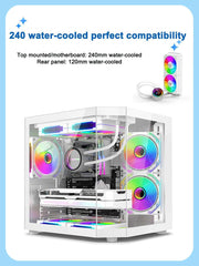 Power Train Star Realm M-ATX Desktop Computer Case Without Pillars Three Sided Glass Panoramic Sea View Room 240 Water Cooling
