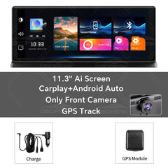 K2 Pro 11.3 بوصة سيارة DVR 4K كاميرا لاسلكية Carplay أندرويد أوتو شاشة Ai كاميرا لوحة القيادة مزدوجة العدسة مسجل فيديو نظام تحديد المواقع والملاحة لوحة القيادة
