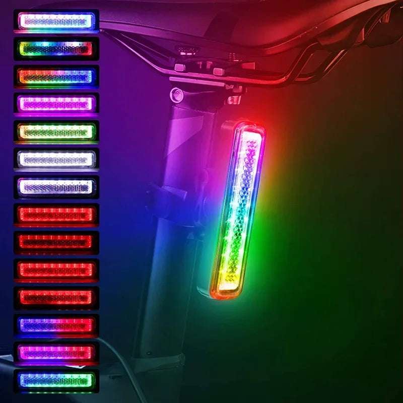 RGB Bicycle Lights Bike Tail Light 600/750 mah Memory Mode Rainbow LED Warning USB Waterproof Helmet Scooter Rear Taillight
