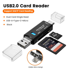قارئ بطاقات Olaf 5 في 1 Otg Type C قارئ بطاقات Micro Sd محرك أقراص فلاش قارئ بطاقات الذاكرة الذكية USB 2.0 Tf Cf محول قارئ البطاقات