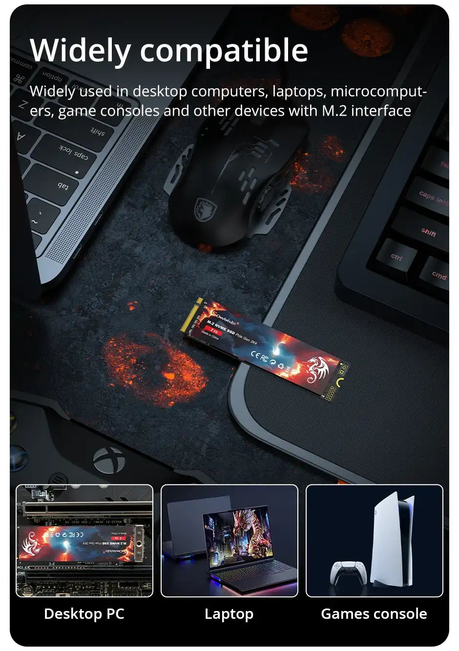 SomnAmbulist SSD M2 NVME 128GB 256GB 512GB 1TB SSD M.2 2280 PCIe 3.0 Internal Solid State Drive For Laptop Desktop Game Console