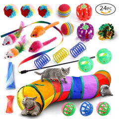 مجموعة ألعاب القطط المتنوعة من DualPet Kitten Toys، لعبة قطط مضحكة، عصا قطط من نبات السيزال، فأر، جرس، كرة، مستلزمات القطط، مجموعة من 20 قطعة