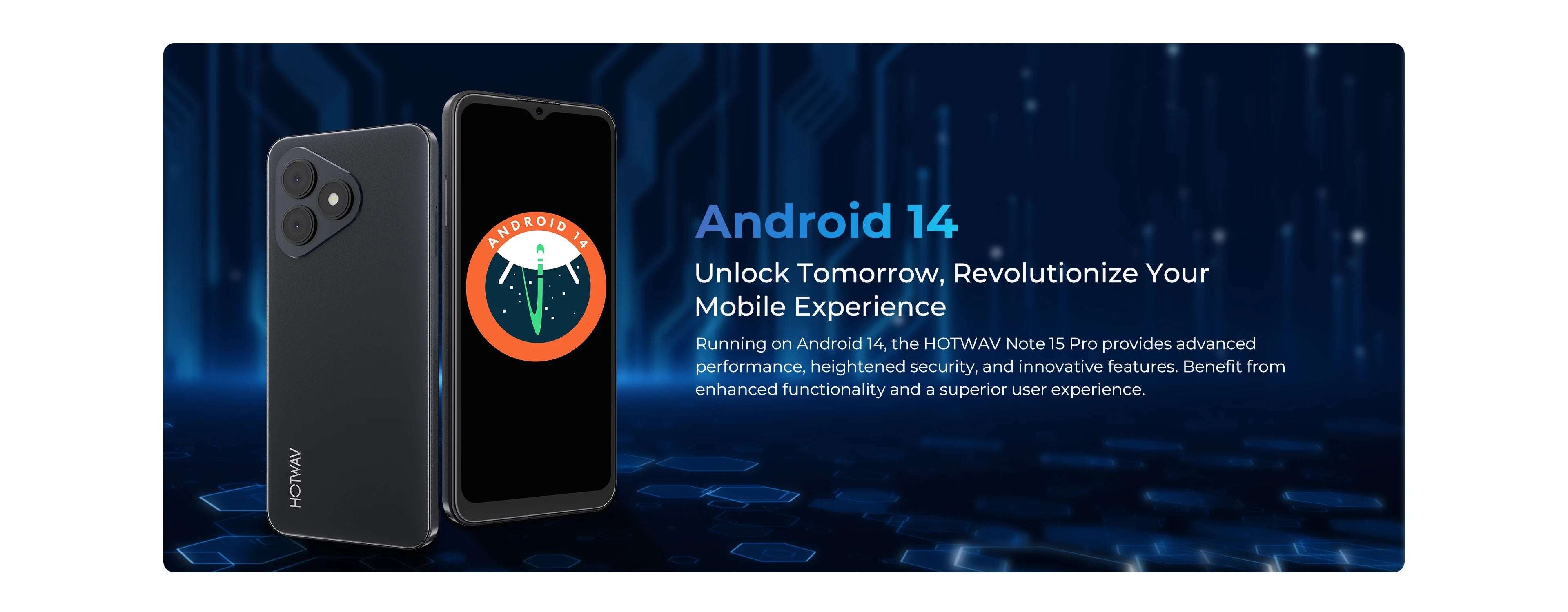 HOTWAV Note 15 Pro Mobile Phone Android 14 6.6'' HD+ 12(4+8)GB 128GB Cellphone 13MP 5160mAh 8.9mm Ultra-Thin Smartphone