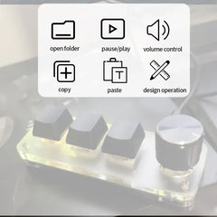 لوحة مفاتيح ميكانيكية USB Gamer بثلاثة مفاتيح ماكرو مخصصة للألعاب RGB ومقبض برمجة مخصص ولوحة مفاتيح صغيرة للفوتوشوب