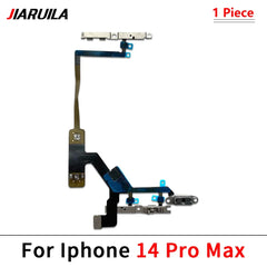 كابل مرن لتشغيل وإيقاف التشغيل لهاتف iPhone 13 14 15 Pro Max Plus Mini مع زر جانبي لرفع الصوت وأسفل وشريط مفاتيح مع كابل مرن معدني