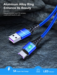 كابل USB صغير 5A من USLION كابل شحن سريع USB إلى Micro USB 2.0 سلك شحن Android لهاتف Samsung Galaxy S7 S6 Note