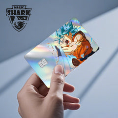 ملصق بطاقة الائتمان والخصم بالليزر ثلاثي الأبعاد اللامع الرائع من Magic Shark Dragons Balls Goku Vegeta، غطاء أمامي