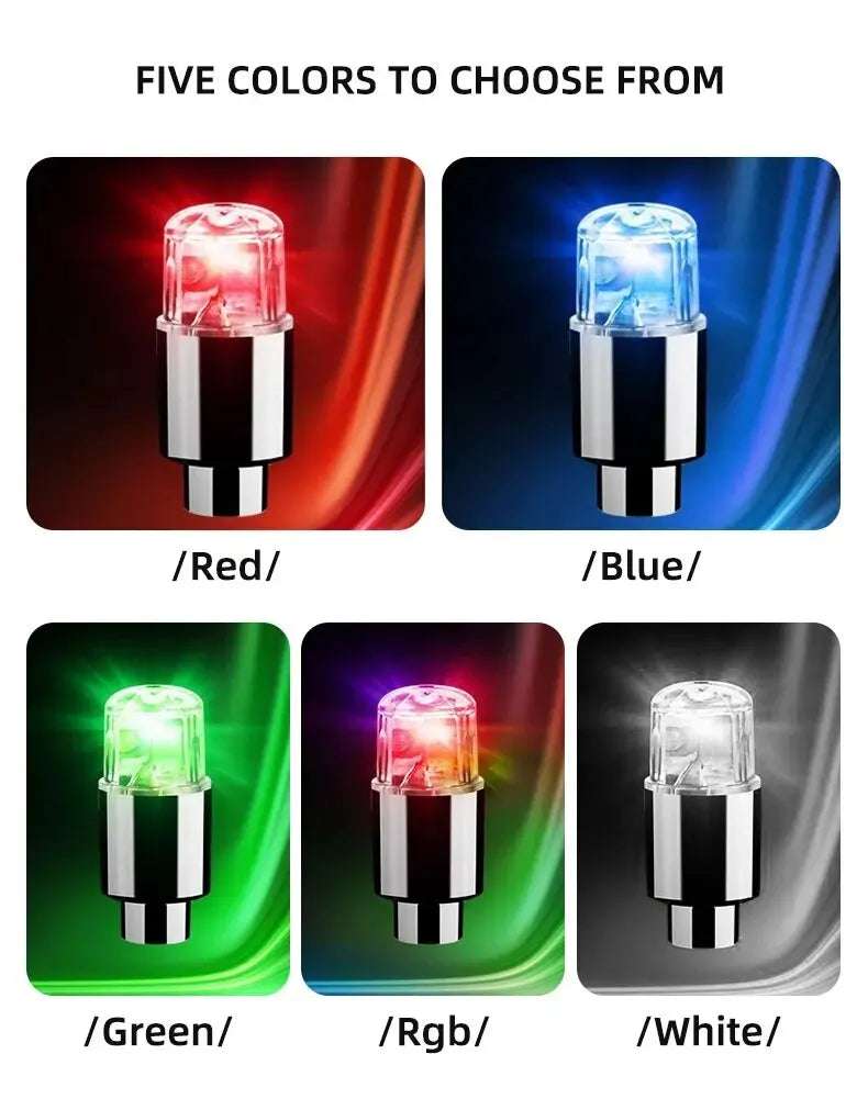 4Pcs Colorful LED Wheel Valve Lights Motorcycle Car Wheel Tire Valve Caps Universal Dustproof Bicycle Valve Cover