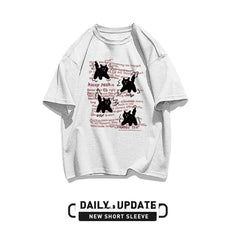 Cute Cartoon  ort Sve T-irt Women's Summer Casual Loose Fit plus Size American Sle Cotton Top Korean Version