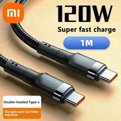 شاحن شاومي السريع 120 واط PD شحن سريع عالي الجودة كابل USB C إلى USB Type C لهاتف iPhone 15 Plus Pro Max Samsung S24