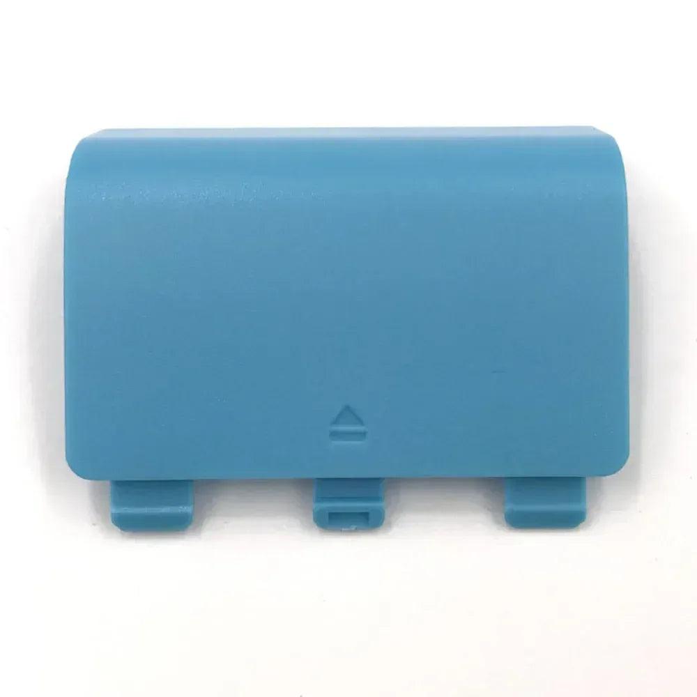 Xbox controller battery cover housing, light blue plastic replacement lid with front tabs