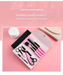 8-piece eyebrow grooming kit with eyebrow shaper, eyebrow pencil, and tweezers for women and men, complete set