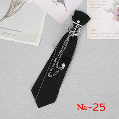 Hand Made Black Ribbon Tie Crystal Rhinestone Jewelry Men Shirts Hot New Girl Boys Collar Neck Ties School Uniform Women Necktie