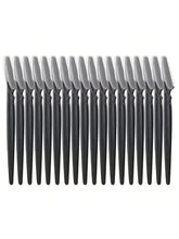 18-pack eyebrow trimmer blades on black handles, silver comb teeth