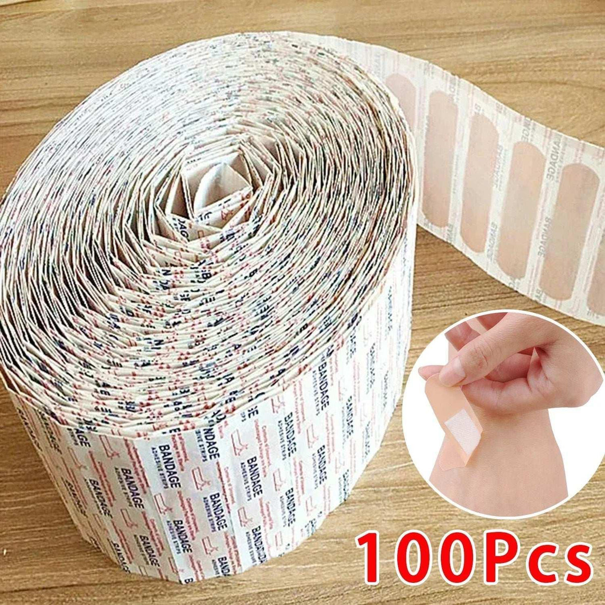 Adhesive cushion plasters roll with bandages, 100 count