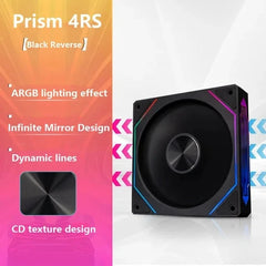 مروحة تبريد علبة وحدة المعالجة المركزية Prism 4RS ARGB بتصميم مرآة لا متناهية مقاس 120 مم و5 فولت و3 سنون ومزامنة إضاءة اللوحة الأم و4 سنون PWM و800-1800 دورة في الدقيقة
