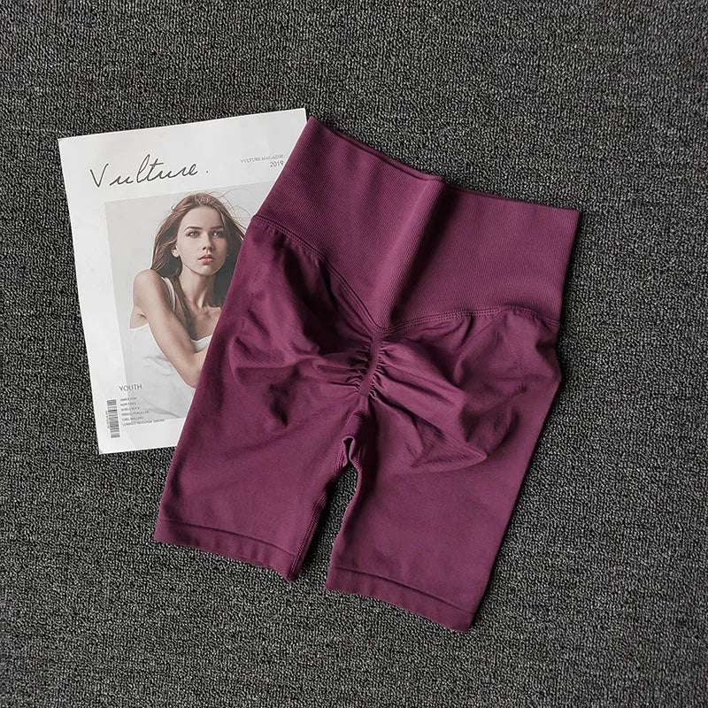 Summer Seamless Yoga Shorts High Waist Workout Shorts Women Sexy Booty Tummy Control Gym Leggings Breathable Running Shorts