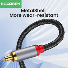 كابل صوت Aux من Rocoren مقاس 3.5 مم إلى 2RCA، محول مقسم من مقبس 3.5 مم إلى 2 RCA ذكر لصندوق التلفزيون ومكبر الصوت والفيديو وكابل سلك مكبر الصوت