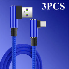 40W 5A USB To Type C Fast charge Weave Data Cable 90 Degree Phone Charger Cable For iPhone Xiaomi Redmi Huawei USB Charging Wire