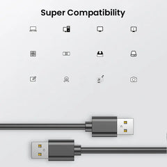 كابل NIERBO USB إلى USB من النوع A ذكر إلى ذكر Superspeed USB 2.0 من النوع A ذكر إلى النوع A ذكر كابل 24 / 28AWG بطول 1.5 متر و5 أقدام أسود