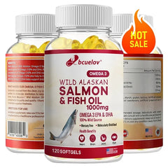 Wild Alaskan Salmon Oil - Pure Fish Omega 3 EPA DHA Fatty Acids - Supports Joint Function, Brain, Eye, Immune and Heart Health