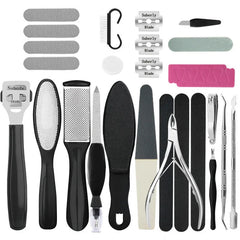 27PCS Foot Care Tool Pedicure Manicure Kit Set Stainless Steel Peeling Exfoliating Callus Dead Skin Remover Foot Scrubbing Brush