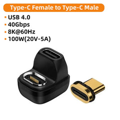 محول شحن USB 4.0 مغناطيسي سريع 100 وات من النوع C OTG 40 جيجابايت في الثانية لنقل البيانات لأجهزة الكمبيوتر اللوحية والهواتف وأجهزة الكمبيوتر المحمولة Macbook Air Pro