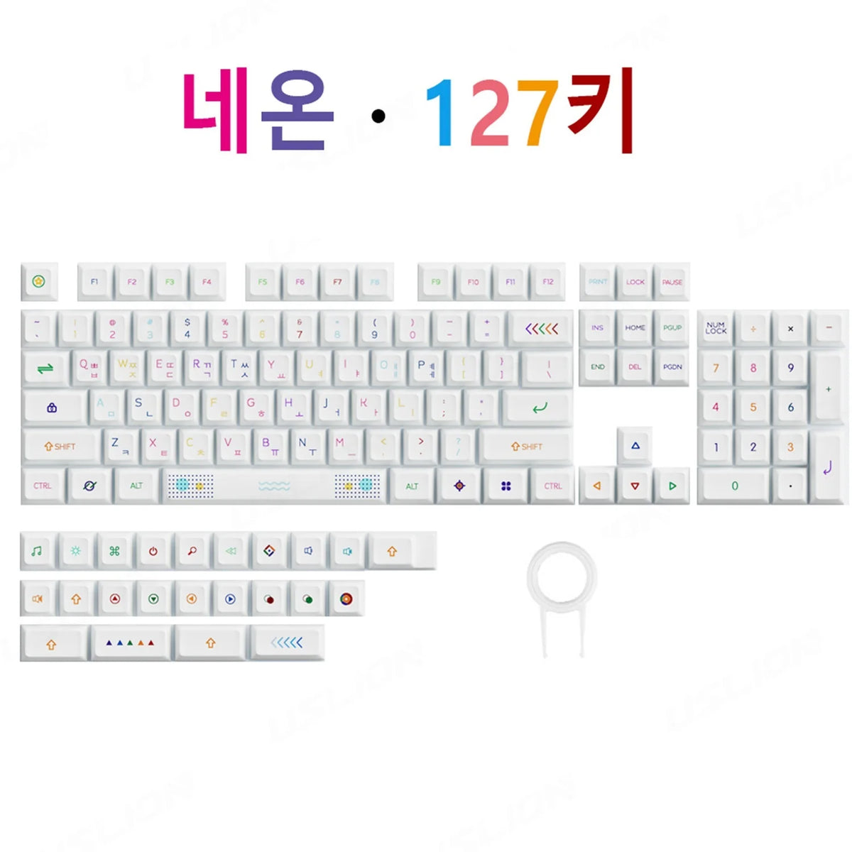 أغطية مفاتيح كورية من مادة PBT مكونة من 127 مفتاحًا، بتصميم نيون، XDA Profile، للوحة مفاتيح الألعاب الميكانيكية RGB، لمفتاح Cherry MX