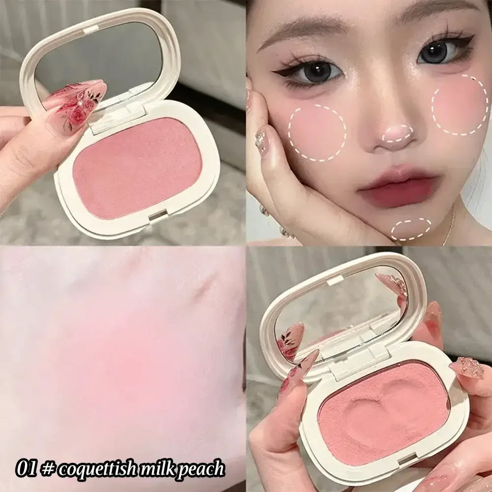 Single Color Blush Silky Texture High Color Rendering No Powder Feeling Low Saturation Long-lasting Natural Matte Blush Cream - Mumzar