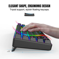 لوحة مفاتيح الألعاب الكورية المحمولة HXSJ V200، 68 مفتاحًا، مع إضاءة خلفية RGB بنسبة 65%، لوحة مفاتيح غشائية سلكية للمكتب وأجهزة الكمبيوتر المكتبية وأجهزة الكمبيوتر المحمولة