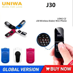 UNIWA J30 2G هاتف محمول صغير قابل للطي ببطاقة واحدة صدفية زر ضغط لاسلكي بلوتوث اتصال صوتي سحري سماعة أذن بدون استخدام اليدين