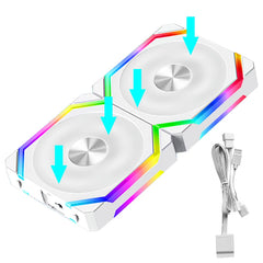 مروحة تبريد JUMPEAK CS120 ARGB مقاس 360 مم 240 مم قابلة للتكديس وتوصيل PWM صامتة 120 مم مراوح RGB لألعاب الكمبيوتر ومبرد المياه