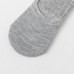 5 Pairs of WOMEN'S Solid Color Invisible Socks, Cotton Silicone Anti Slip Spring Ankle Socks, Casual Breathable Thin Boat Socks