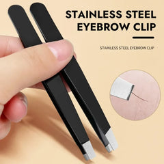CNK  Wholesale Stainless Steel Black Eyebrow Tweezer with Slant and Flat Point Beauty Tools for Eyebrows & Ingrown Hair Removal