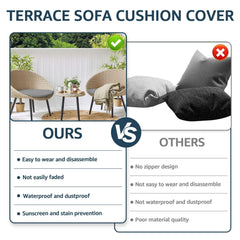 4Pcs Patio Cushion Cover 24×24in Waterproof Sofa Seat Cushion Covers Replacement Elastic Protector Minimalist Outdoor Cushion