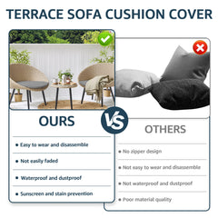 4Pcs Patio Cushion Cover 24×24in Waterproof Sofa Seat Cushion Covers Replacement Elastic Protector Minimalist Outdoor Cushion