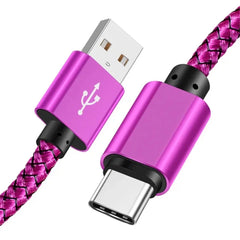 كابل بيانات نايلون شاحن سريع USB A إلى كابل شحن من النوع C لهاتف Huawei Samsung Android TypeC جهاز شحن 1 متر 2 متر 3 متر