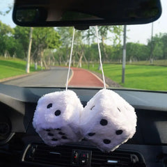 1Kit Fuzzy Plush Dice with Dots Retro Square Plush Hanging Mirror Fuzzy Dices Kid Toys For Pink Car Interior Ornament Decoration