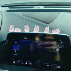 6pcs/set Cute pig cartoon Car Interior Decoration Car Doll Center Console Screen Decoration Cute Car Accessories for Women