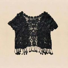 Hot Lace White/Black Bridal Summer Women Short Sleeve Shrug Bolero Wedding Jacket Elegant Cape