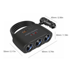 3 في 1 USB نوع C مقبس 120 واط سيارة ولاعة السجائر الفاصل 12 فولت 24 فولت شاحن سريع الهاتف محول الطاقة للسيارة DVR GPS كاميرا داشكام