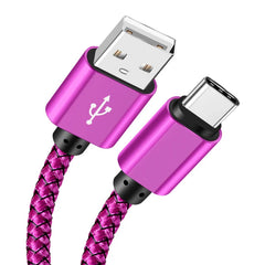 كابل شحن USB A إلى Type C 2A شاحن سريع كابل بيانات من النايلون 1 متر 2 متر 3 متر لأجهزة iPhone وAndroid وHuawei وSamsung TypeC