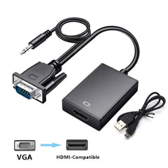 VGA to HDMI Converter Adapter Male to Female Cable With Audio 1080P VGA Adapter for PC Laptop to HDTV Projector