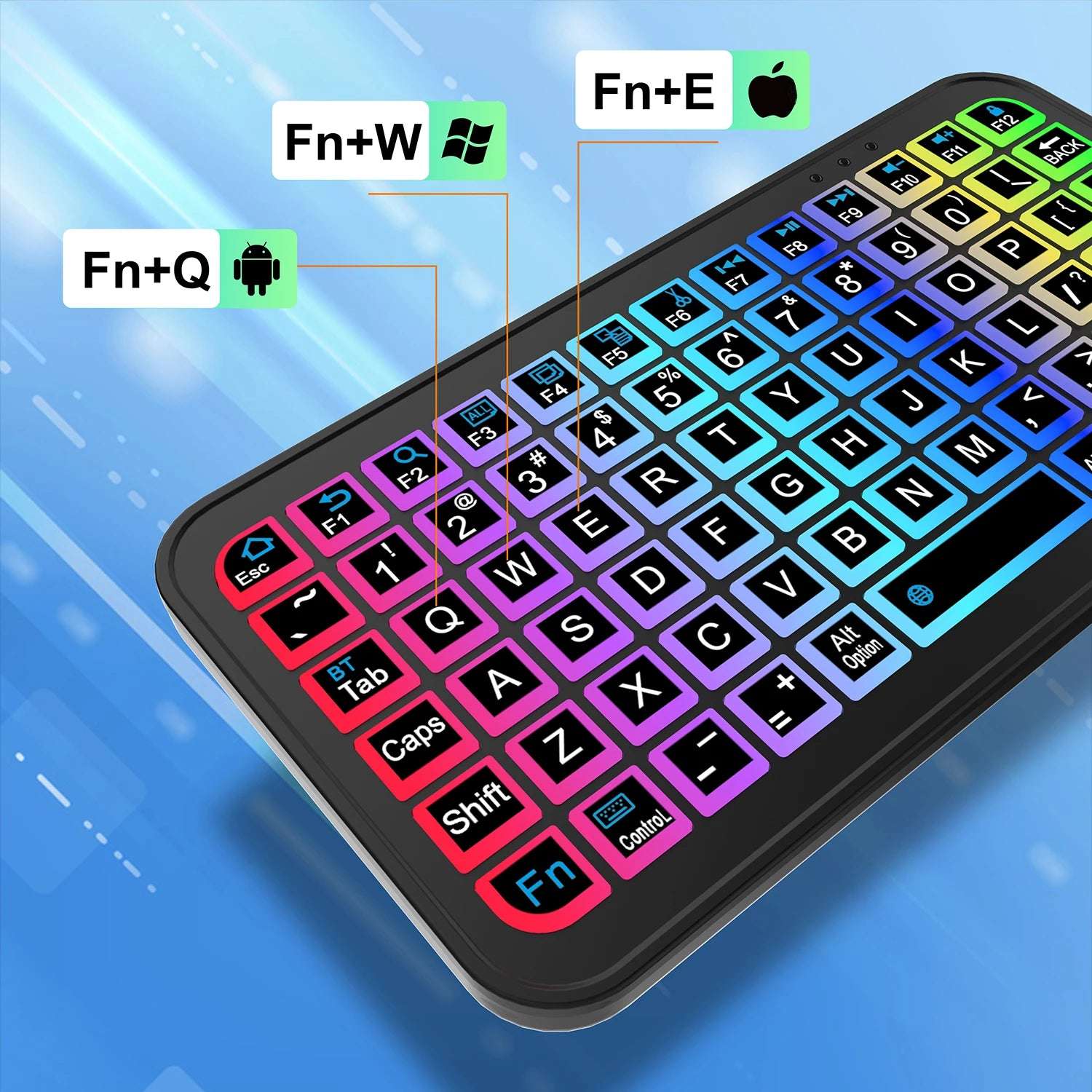 Mini Backlit RGB Bluetooth Keyboard for PC Tablet Laptop Rechargeable Wireless Bluetooth Keyboard for iPad IOS Android Macbook
