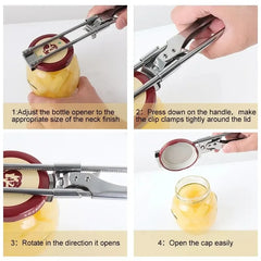 Non-slip Stainless Steel Can & Bottle Opener, Adjustable Handheld Can Opener for Easy Use
